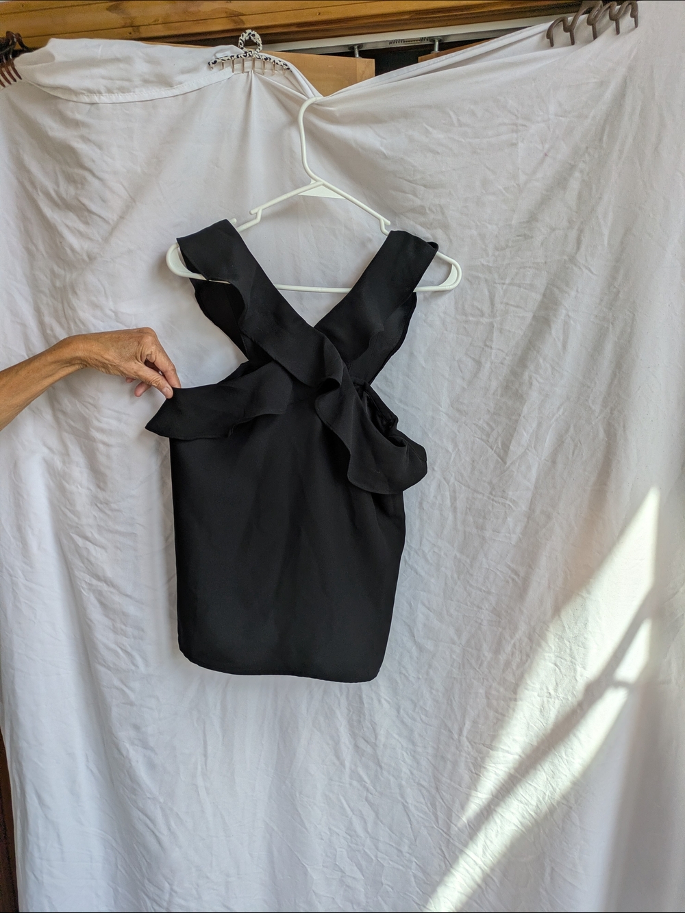 Banana Republic Black Ruffle-Detail Tank Top